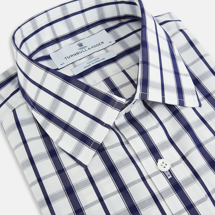 Navy Plaid Check Mayfair Shirt Image 1