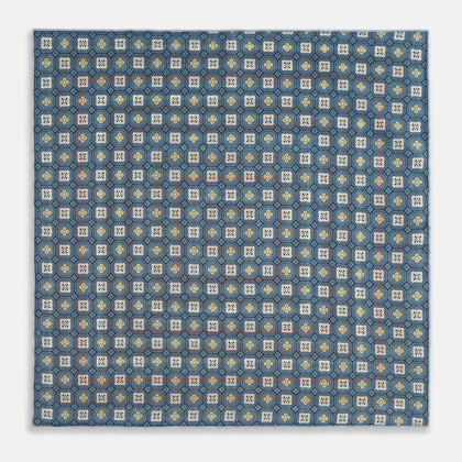 Blue Bonnet Dots and Floral Tile Double-Sided Silk Pocket Square Image 3