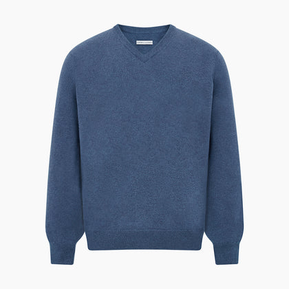 Pacific Blue Cashmere V-Neck Jumper Image 4