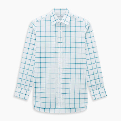 Turquoise Grid Check Mayfair Shirt Image 6
