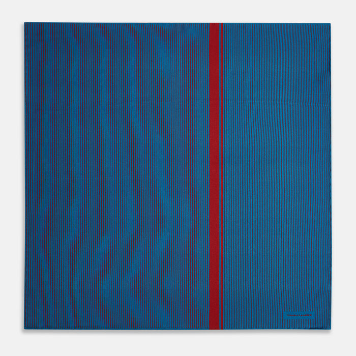 Blue and Red Stripe Silk Pocket Square Image 3