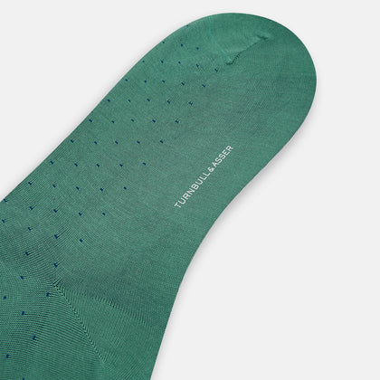 Forest Green/Navy Polka Dot Long Socks Image 2