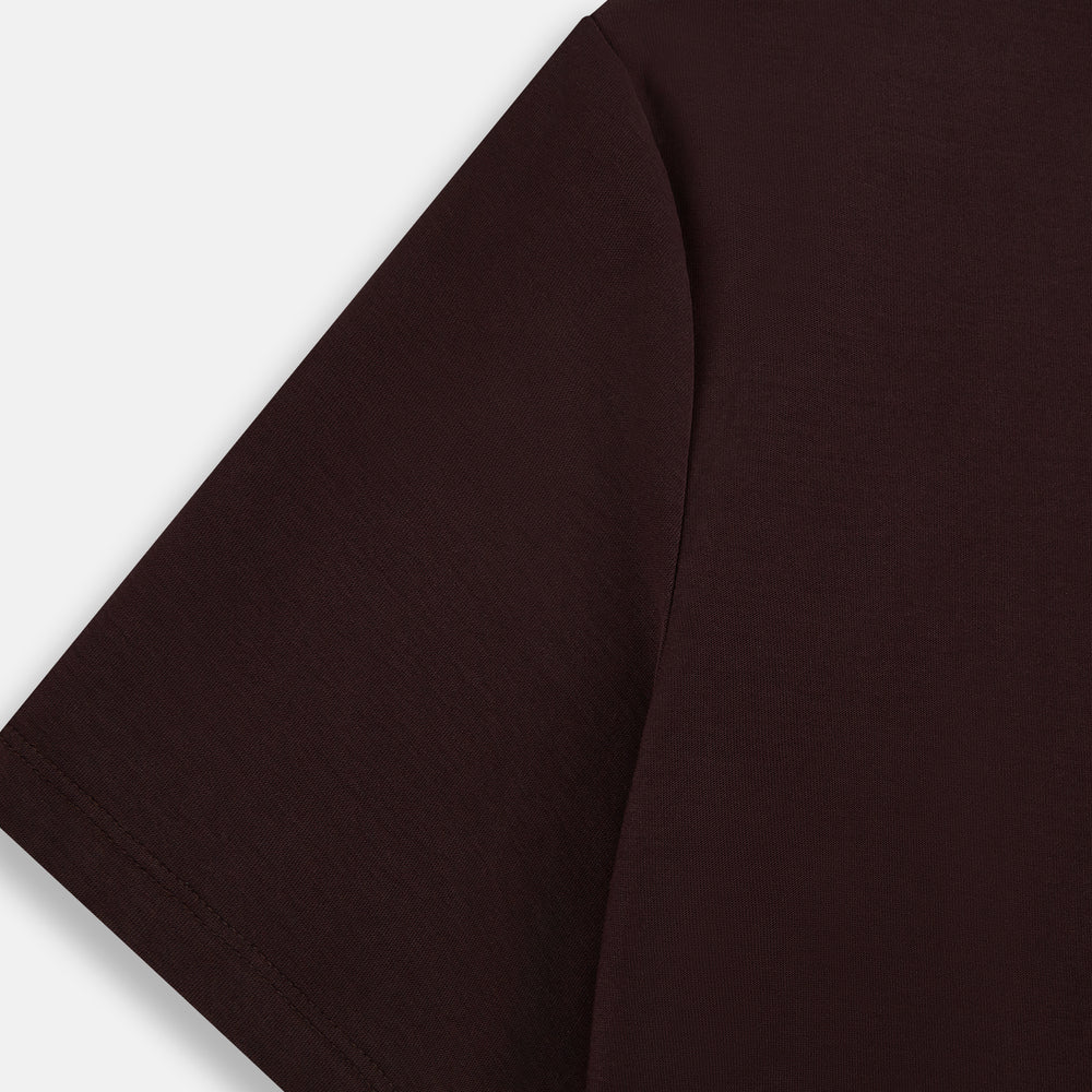 The Turnbull & Asser Burgundy Short-Sleeve T-shirt, featuring a crew neckline and clean design with no visible logos, is shown against a white background for a timeless and versatile look.
