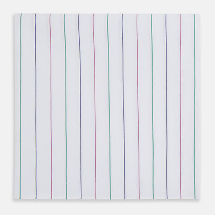 Hand Rolled Pink and Green Pinstripe Handkerchief