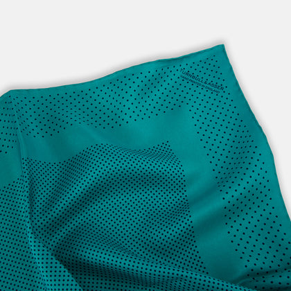 Petrol Green Dot Silk Pocket Square