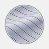 View 1 of product Close-up of Turnbull & Asser's Navy & Blue Stripe Cotton Fabric, featuring thin wavy blue stripes and a slightly textured white surface, displayed in a circular frame against a plain background.