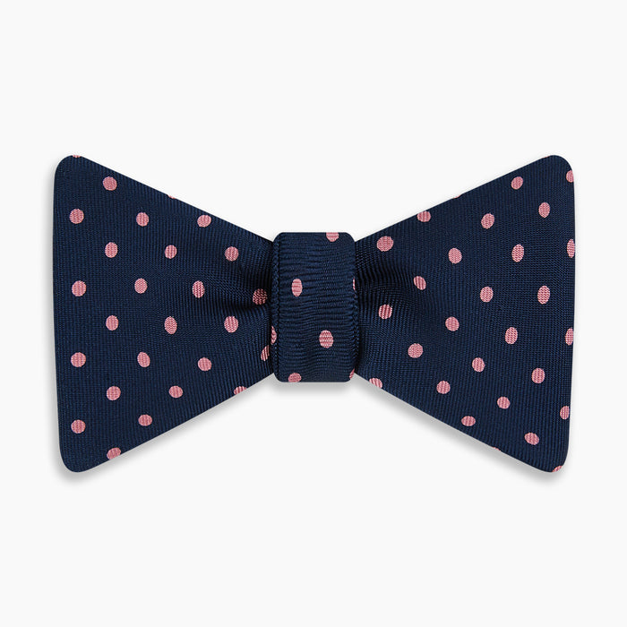 Navy and Pink Spot Silk Bow Tie Image 3
