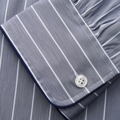 Pale Blue and White Pinstripe Cotton Blend Sussex Nightshirt Image 2