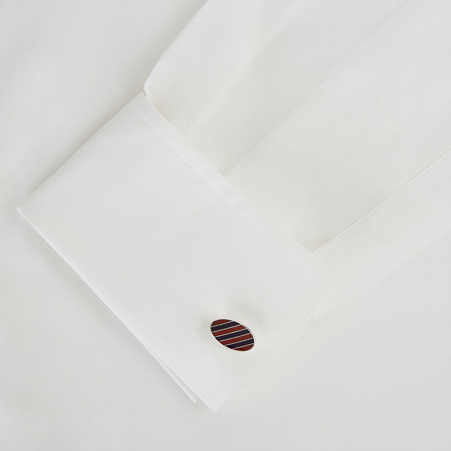 Image 3 of product Burgundy and Navy Striped Oval Enamel Cufflinks