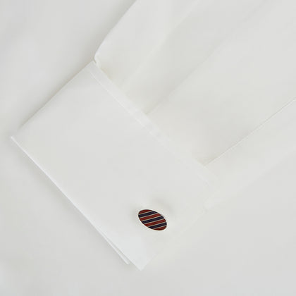 Burgundy and Navy Striped Oval Enamel Cufflinks Image 2