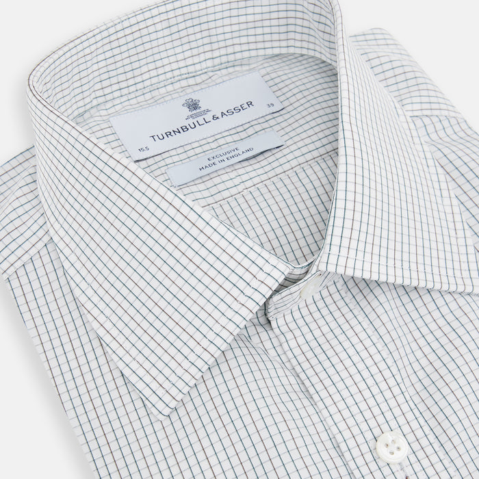 Forest Melange and Red Graph Check Mayfair Shirt Image 1