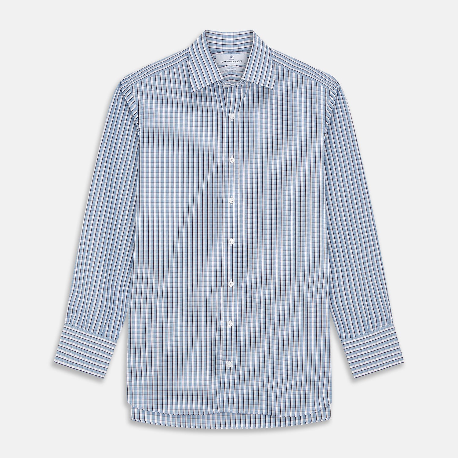 Blue and White Check Cotton Regular Fit Mayfair Shirt