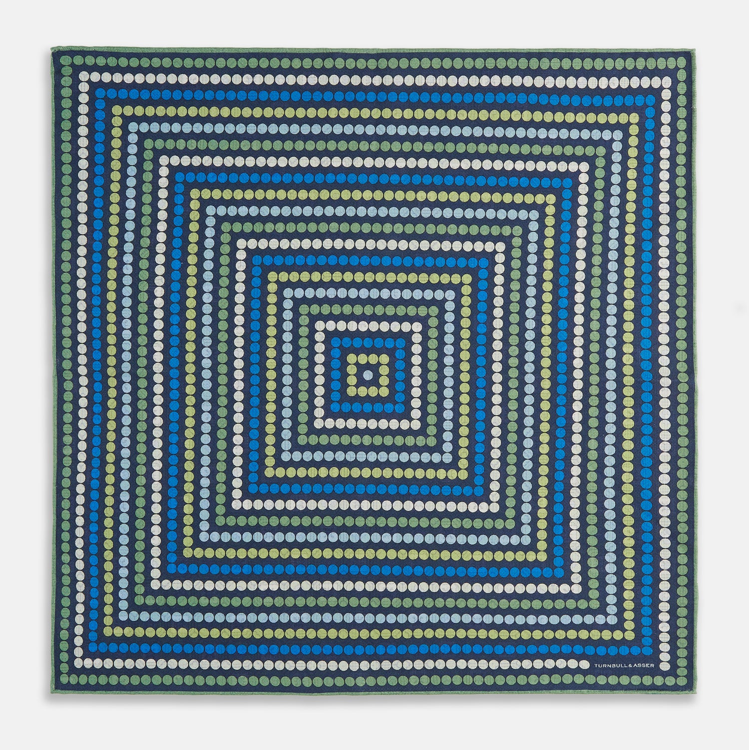 Image 3 of product Oxford Blue Dots and Floral Tile Double-Sided Silk Pocket Square