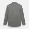 View 3 of product The Pale Charcoal Westminster Shirt by Turnbull & Asser features British craftsmanship with a tailored silhouette, long sleeves, pointed collar, buttoned cuffs, and a solid pale charcoal hue, elegantly shown against a white background.