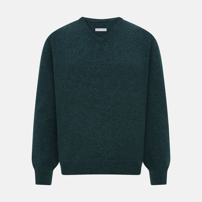 Forest Green Cashmere V-Neck Jumper