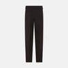 View 3 of product A pair of brown linen Henry trousers by Turnbull & Asser with a straight-leg cut and button waistband, ideal for formalwear, displayed against a plain white background.