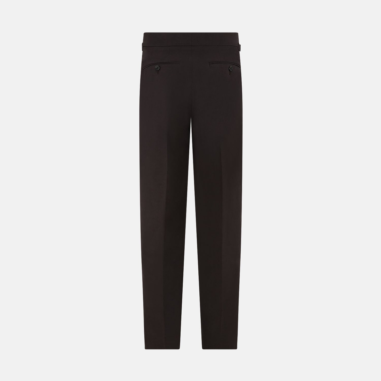 View 11 of product A pair of brown linen Henry trousers by Turnbull & Asser with a straight-leg cut and button waistband, ideal for formalwear, displayed against a plain white background.