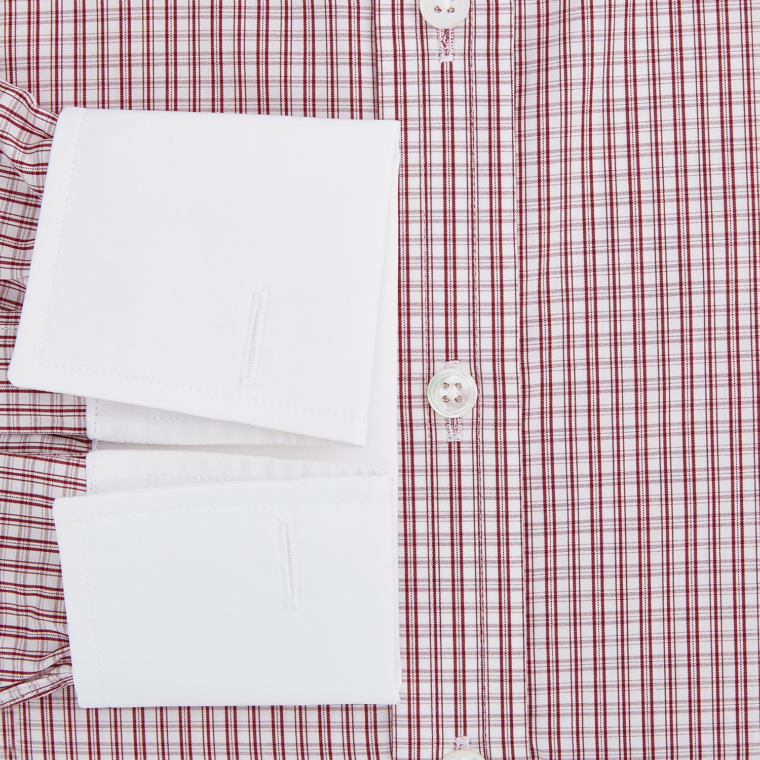 Red Micro Check Shirt with Contrast T&A Collar and Cuffs