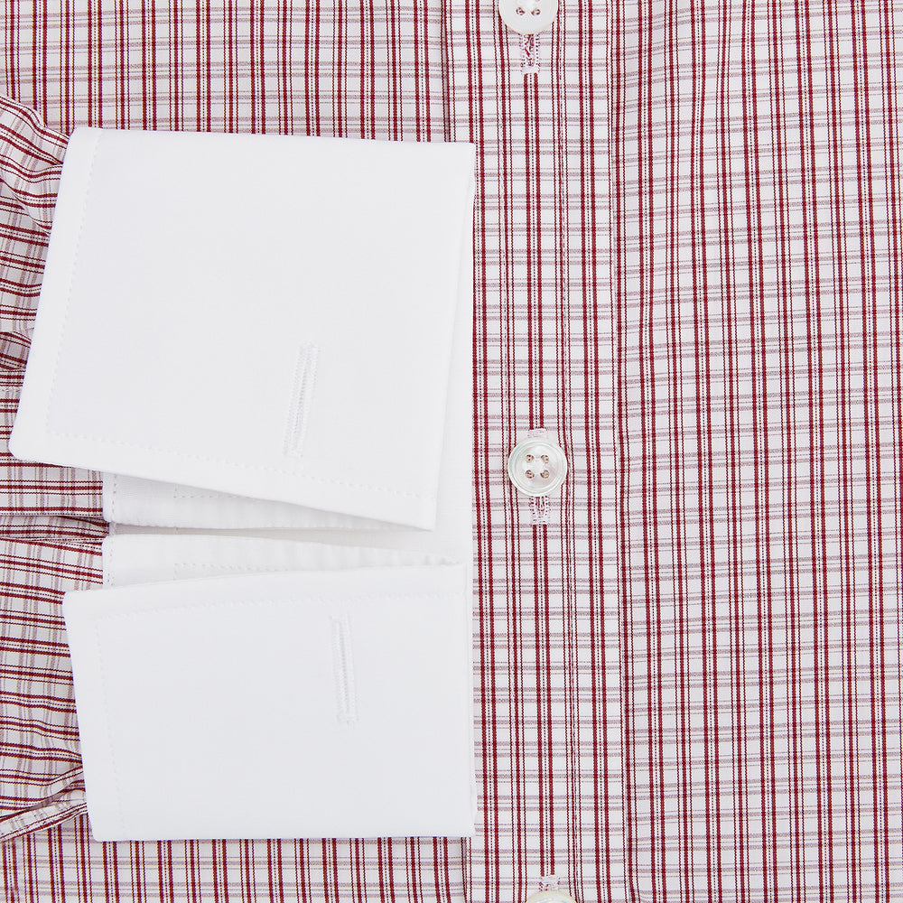 Red Micro Check Shirt with Contrast T&A Collar and Cuffs