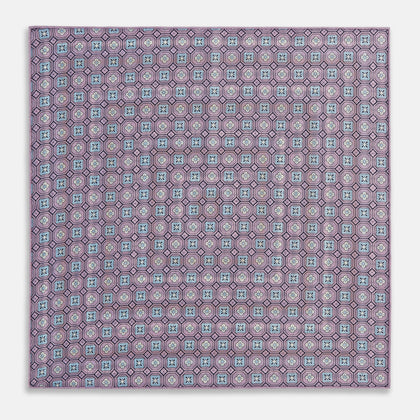 Azzurro Dots and Floral Tile Double-Sided Silk Pocket Square Image 3