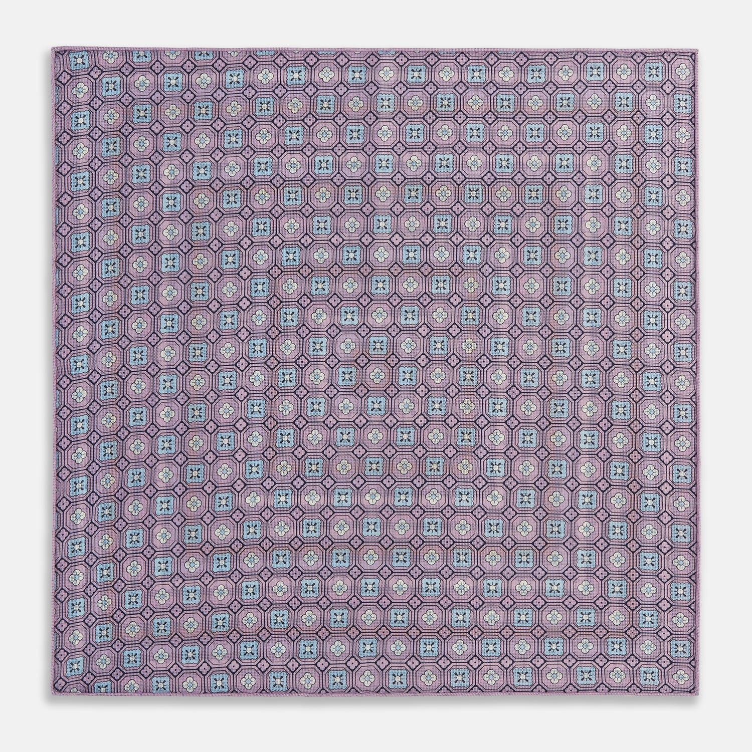 Image 10 of product Azzurro Dots and Floral Tile Double-Sided Silk Pocket Square