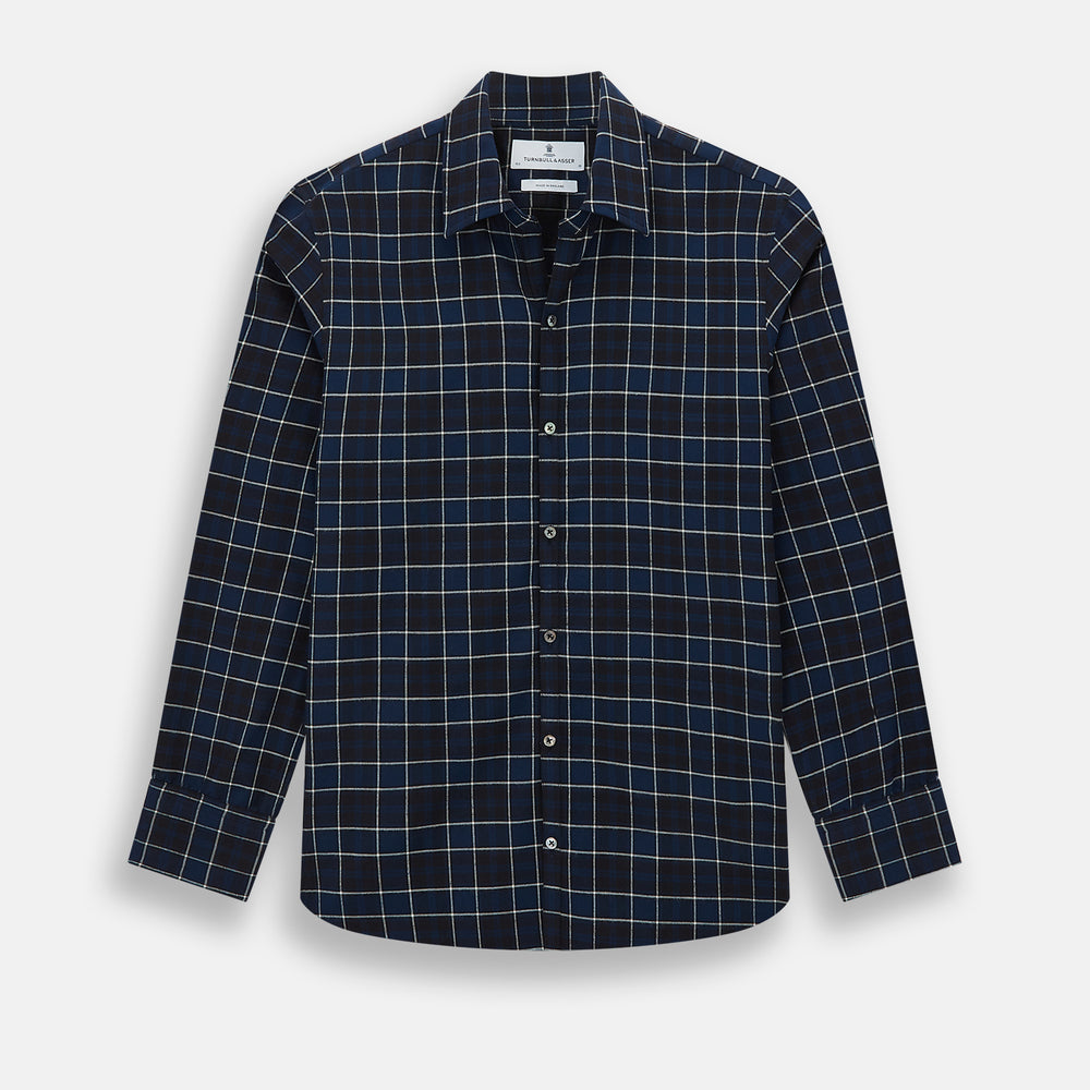 Navy and White Check Windsor Shirt