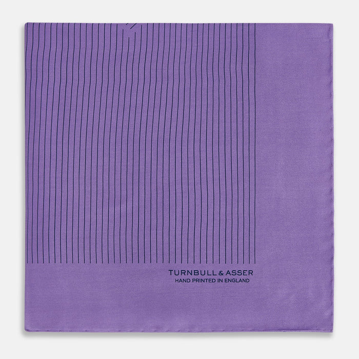 Purple Stripe Silk Pocket Square Image 3