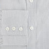 View 4 of product A tailored-fit Turnbull & Asser Mayfair Shirt in midnight blue with a grid check pattern, spread collar, and buttoned cuffs, crafted from premium Italian cotton and laid flat on a white background.