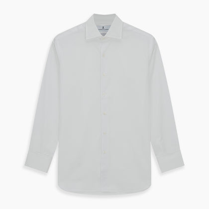 Tailored Fit Plain White Cotton Shirt with Kent Collar and Double Cuffs Image 5
