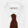 KNITTED BROWN SILK PLAIN TIE