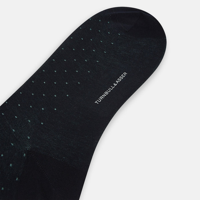 Navy/Pale Blue Polka Dot Long Socks Image 2