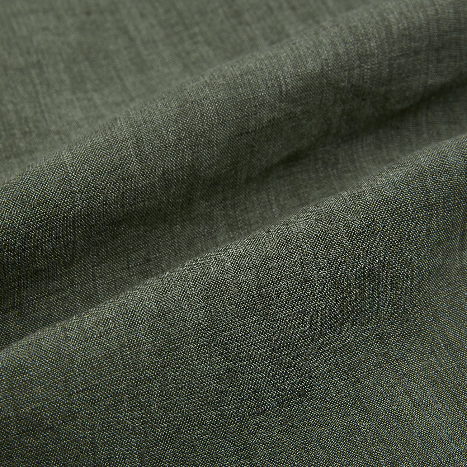 View 8 of product The Sage Linen Westminster Shirt by Turnbull & Asser features long sleeves, a button-up front with white buttons, a pointed Turnbull collar, and buttoned cuffs—crafted in Britain and shown here against a plain white background.