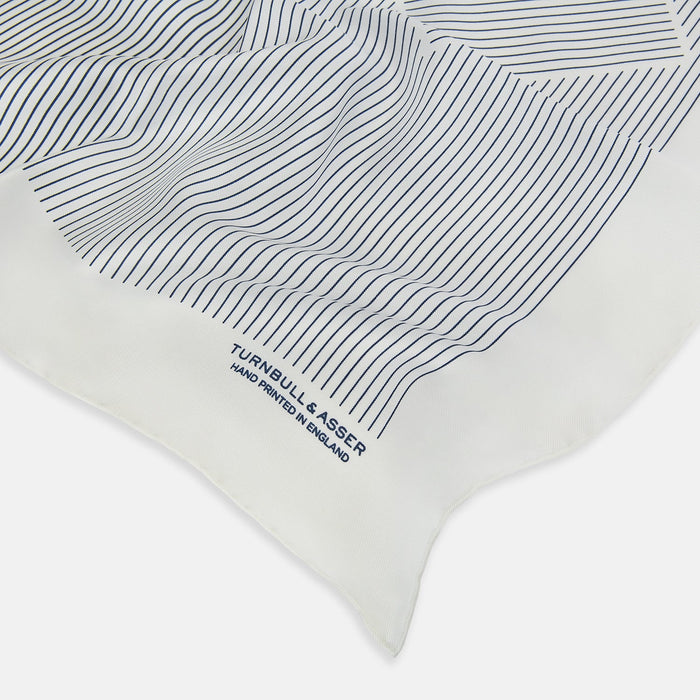 White Stripe Silk Pocket Square Image 1