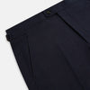 View 2 of product Turnbull & Asser Navy Linen Henry Trousers feature a button closure and pressed front creases, ideal as formal navy trousers, and are shown against a plain white background.