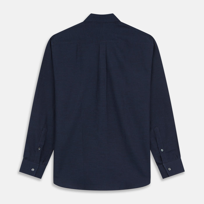 Navy Weekend Fit Nevis Cotton-Cashmere Shirt With Dorset Collar And 1-Button Cuffs Image 2