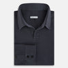 View 5 of product The Charcoal Rugby Polo Shirt by Turnbull & Asser is a pure cotton, long-sleeve polo in charcoal grey, featuring a collared open V-neck with no buttons, displayed flat on a white background.