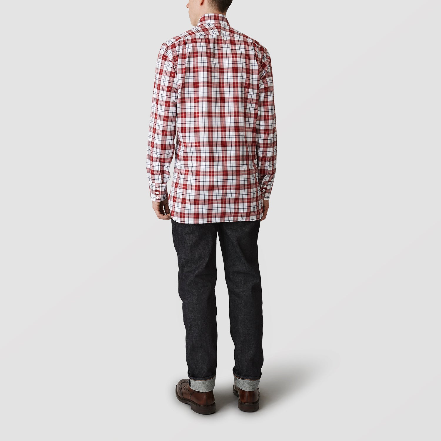 Image 3 of product Red Check Shirt with T&A Collar and 3-Button Cuffs