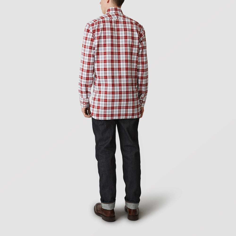Red Check Shirt with T&A Collar and 3-Button Cuffs