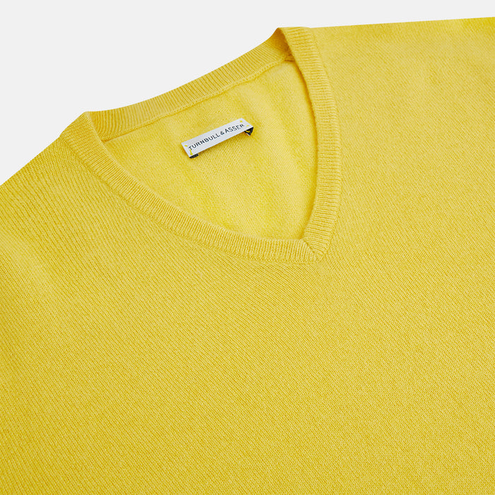 Canary Yellow Cashmere V-neck Jumper Image 1