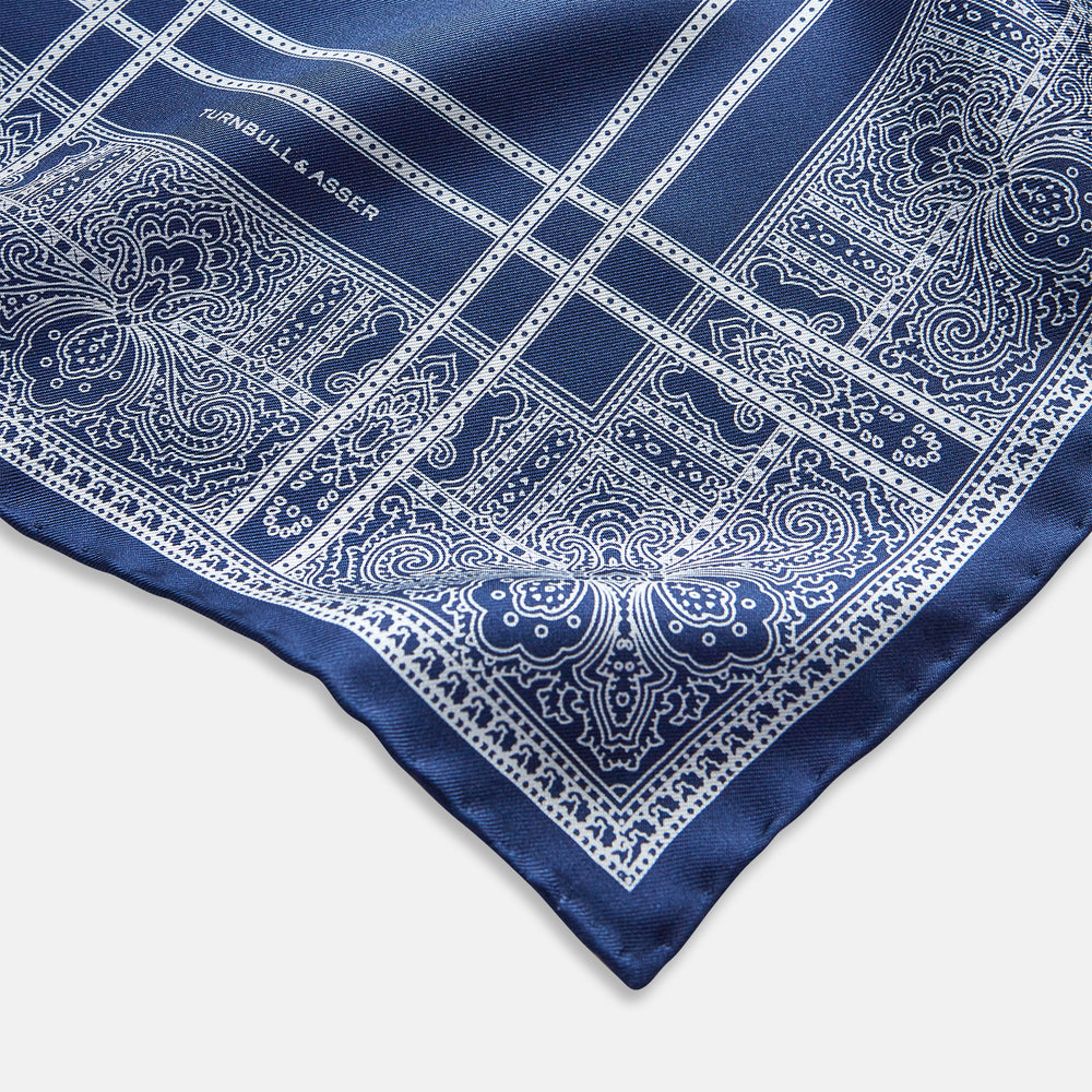 Azzurro Paisley Bandanda Patterned Silk Pocket Square