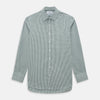 View 1 of product The Turnbull & Asser Green Fine Check Mayfair Shirt, crafted from fine Italian cotton with a pointed collar and buttoned cuffs, is shown laid flat on a white background.