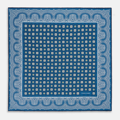 Azzurro Floral Tile and Paisley Silk Pocket Square Image 3