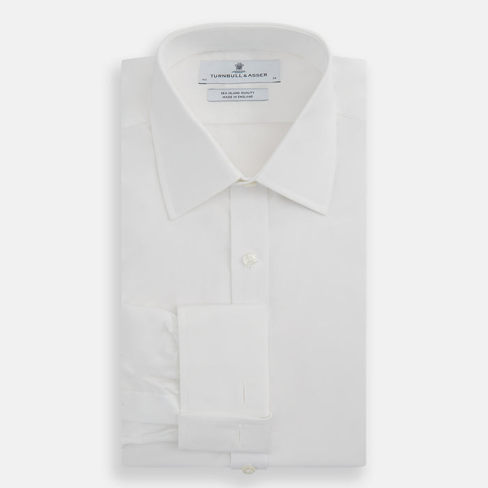 White Sea Island Quality Cotton Shirt with T&A Collar and Double Cuffs Image 3