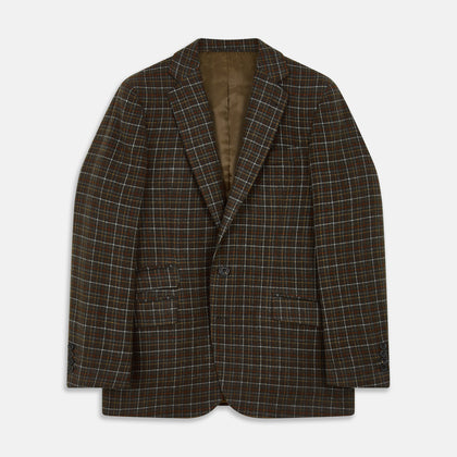 Green Multi Check Cashmere Barrington Blazer