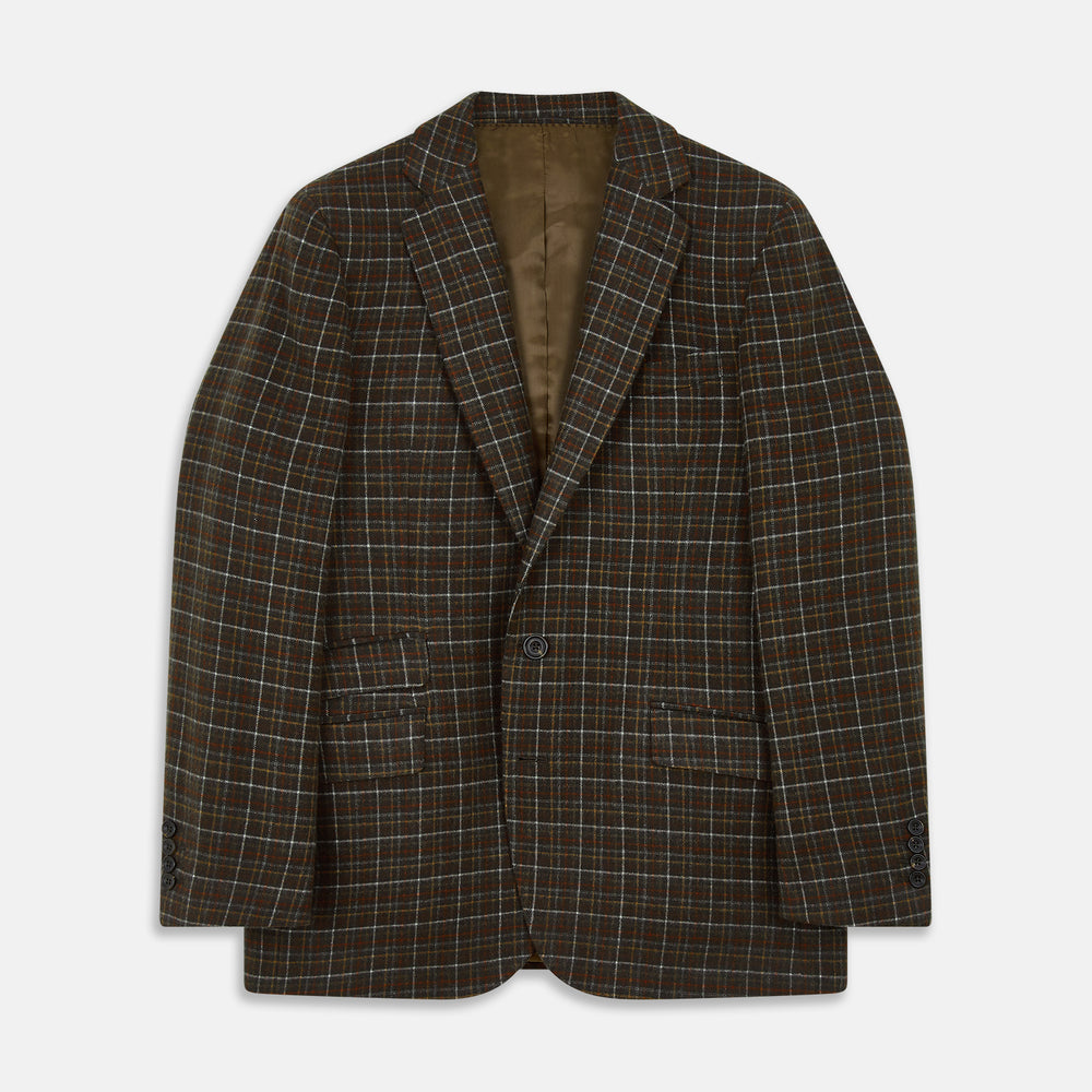 Green Multi Check Cashmere Barrington Blazer