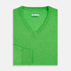 Lime Green Fine Merino V-Neck Jumper