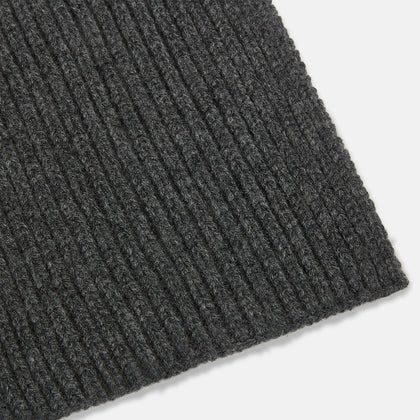 Graphite Rib-Knit Cashmere Scarf