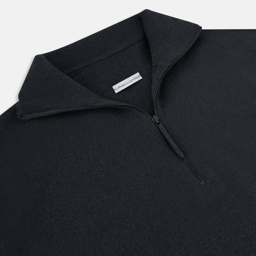 Smoke Grey Half-Zip Cashmere Jumper