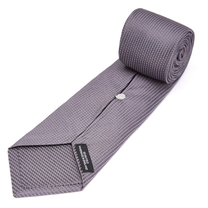 Dark Grey Plain Woven Lace Silk Tie Image 3