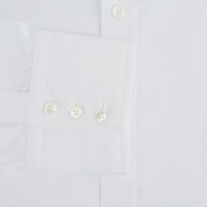 White Royal Oxford Cotton Shirt with Button-Down Collar and 3-Button Cuffs Image 2